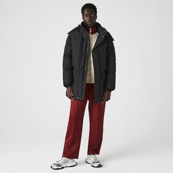 Lacoste Mens Detachable Hood Long Puffer Coat Water Repellent